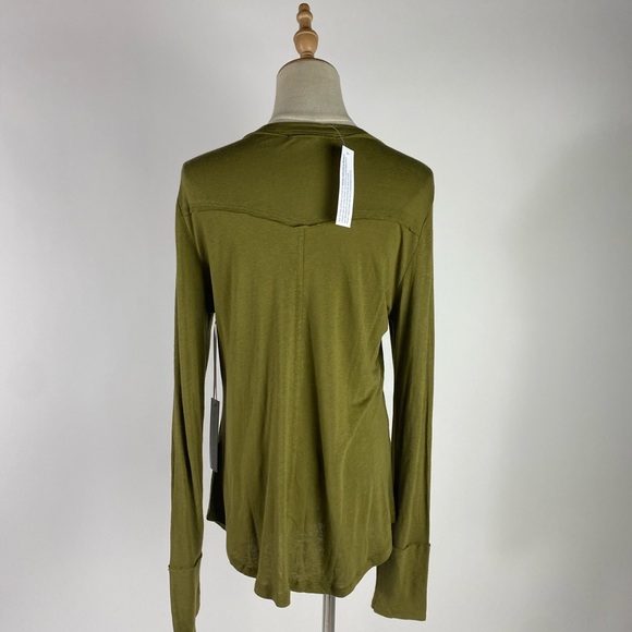 NWT YOUNG FAB BROKE Soft Button Down Long Sleeve Tshirt Olive Green Womens Med - Picture 6 of 8